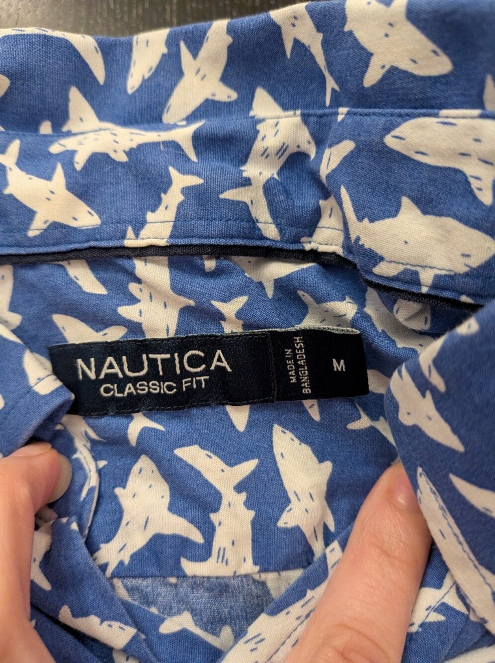 Nautica Blue Shark Print Short Sleeve Shirt - Picture 4 of 10
